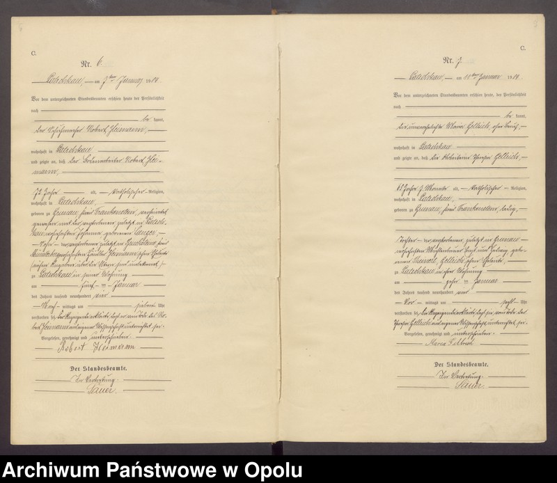 Obraz 6 z jednostki "Sterbe-Haupt-Register des Standesamts Patschkau Stadt und Land pro 1904"
