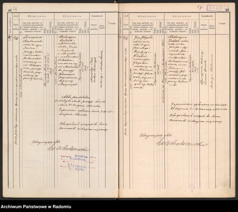 image.from.unit.number "[Duplikat Tom I Księga zaślubionych parafii Głowaczów za 1916 r.]"