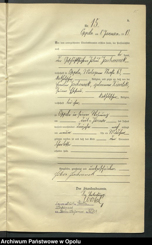 image.from.unit.number "Urząd Stanu Cywilnego Opole Księga Urodzeń Rok 1913 1-539"