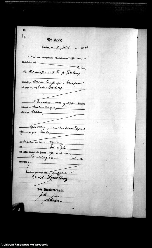 image.from.unit.number "Sterbe-Haupt-Register Breslau I 1884 Band 8"