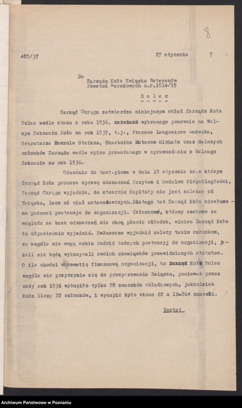 Obraz 12 z jednostki "Solec, powiat Wolsztyn - akta koła."