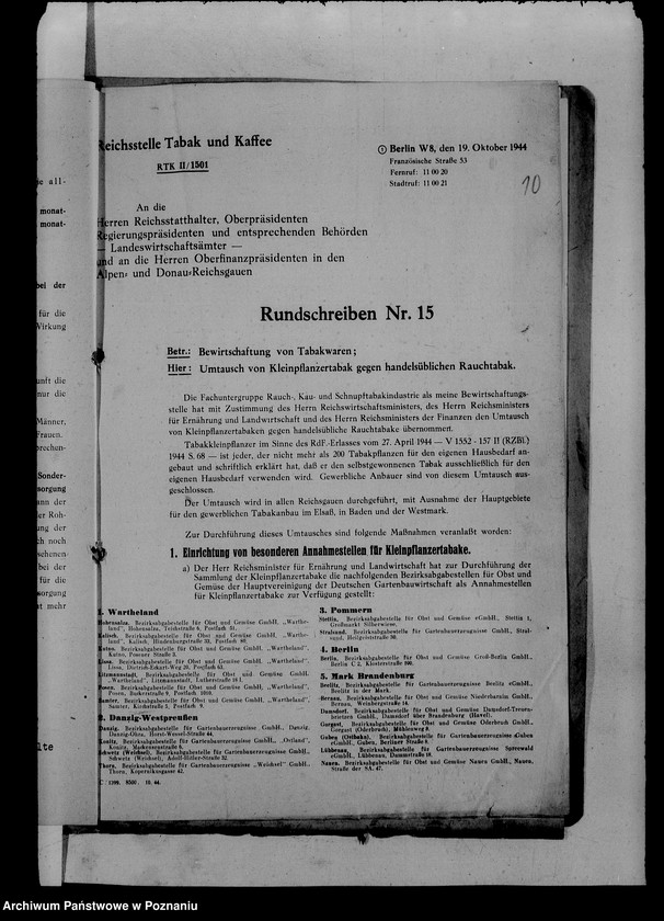 Obraz 14 z jednostki "Okólniki Bewirtschaftung von Tabakwaren"