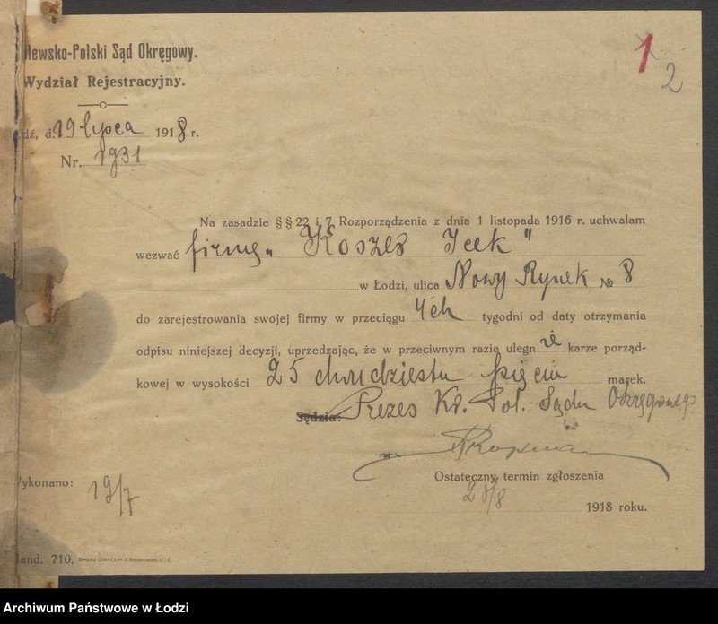 Obraz 4 z jednostki "Icek Koszer- Mojżesz vel Aron Neuman- sprzedaż gotowej garderoby"