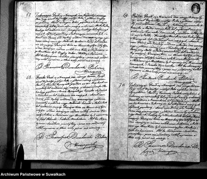 image.from.unit.number "Księga Duplikat Parafii Krasnopolskiey z Roku 1835. Osób Narodzonych, Zaślubionych i Zeszłych."