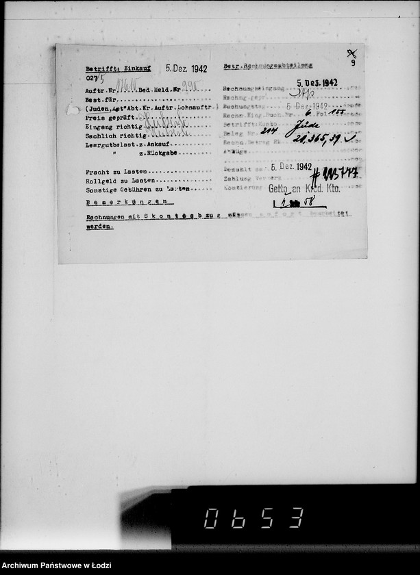 Obraz 13 z jednostki "Lebensmitteleinkauf. Aufträge, [Lieferscheinen und Rechnungen] 17593-17610 [Dostawa ziemniaków do Getta]"