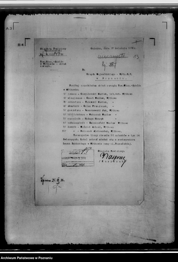 Obraz 17 z jednostki "/Towarzystwo Gimnastyczne,,Sokół" w Witkowie/"