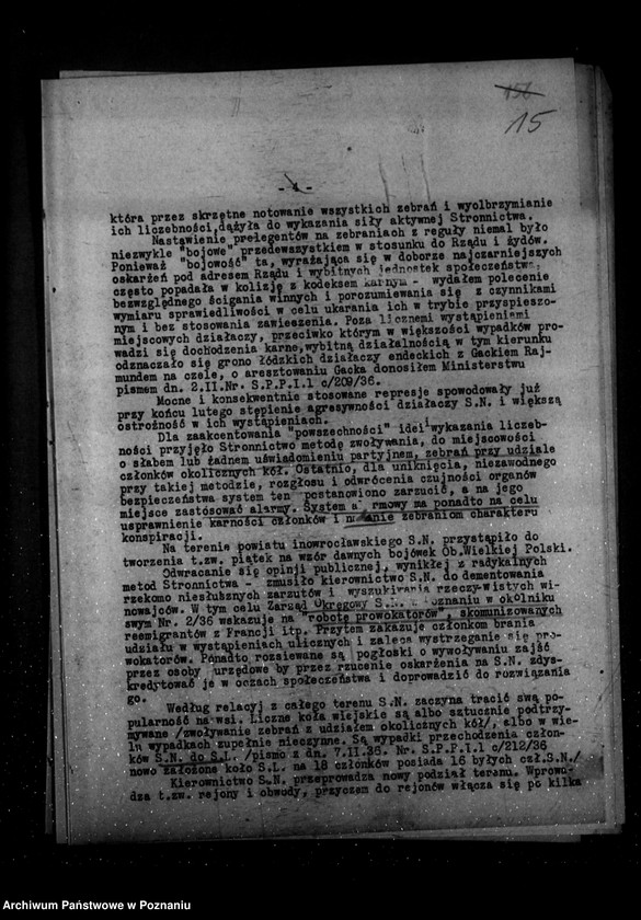 Obraz 19 z jednostki "Sprawozdania miesięczne z polskiego legalnego ruchu politycznego za czas od stycznia do grudnia 1936 r."