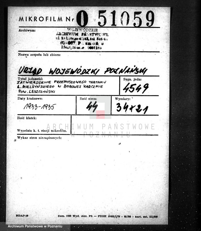 Obraz 2 z jednostki "Zatwierdzenie przemysłowego tartaku A. Mielżyńskiego w Borowej Karczmie, pow. leszczyński"