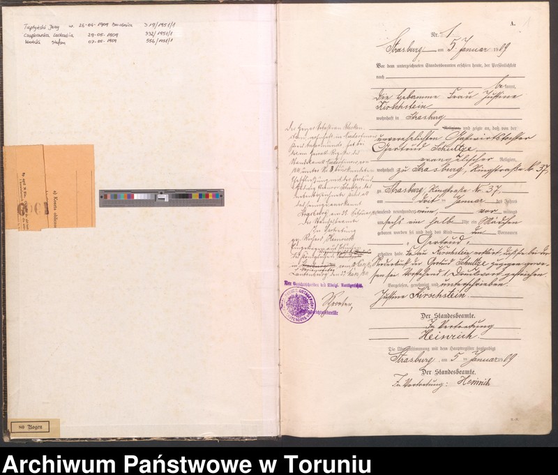 image.from.unit.number "Geburts Neben Register Starburg Stadt für das Jahr 1909"