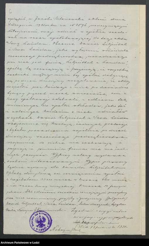 Obraz 8 z jednostki "Lilienfal, Landau i Głogowski Towarzystwo Przemysłowo-Handlowe - prowadzenie młyna oraz kupno i sprzedaż towarów"