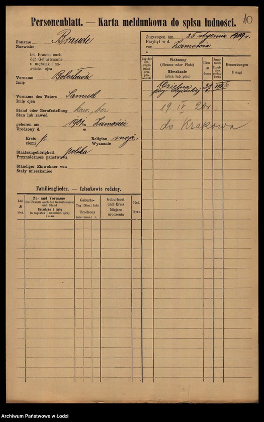 image.from.unit.number "[Spis ludności Łodzi] Bratus - Braune"