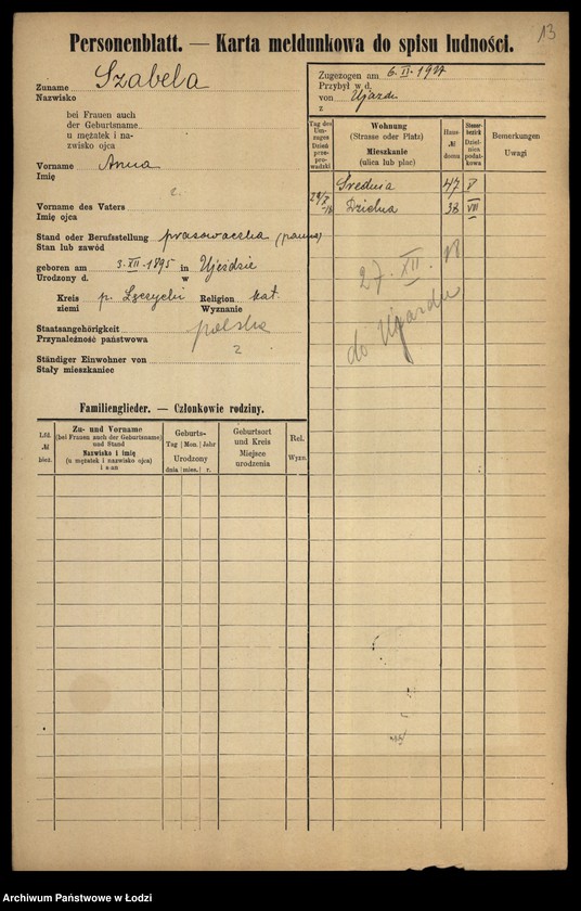 Obraz 15 z jednostki "[Spis ludności Łodzi] Syta-Szadkowski"