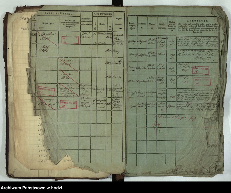 Obraz 5 z jednostki "Księga ludności stałej Łódź - cyrkuł III i IV nr 1071-1137"