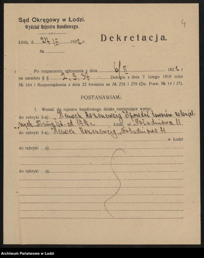 Obraz 6 z jednostki "Henoch Rozencweig- sprzedaż towarów kolonialnych"