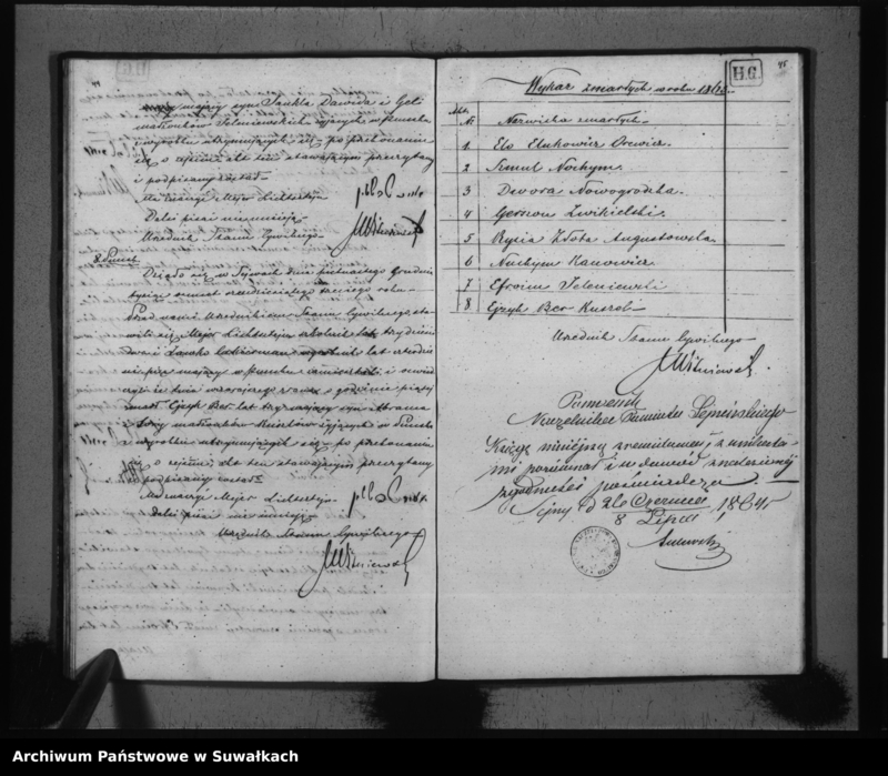 image.from.unit.number "Duplikat Akt Urodzoeń, Zejść i Zaślubień Wyznania Mojżeszowego Parafii Puńsk za Rok 1863"