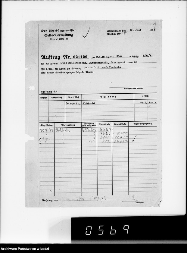Obraz 5 z jednostki "Lebensmitteleinkauf. Aufträge, Lieferscheinen und Rechnungen 21081-21120"