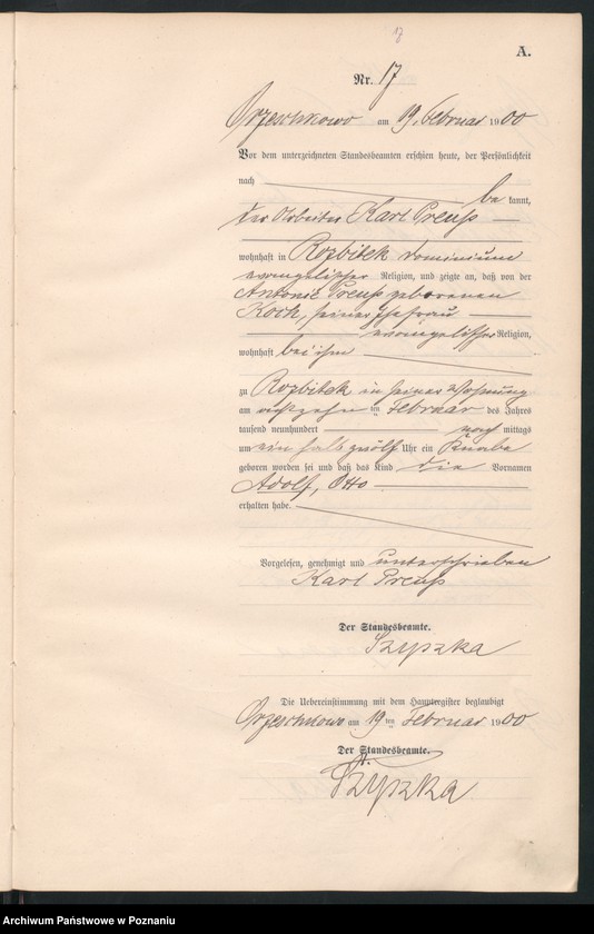 Obraz 20 z jednostki "Geburts-Neben-Register"