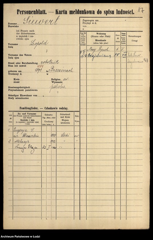 Obraz 19 z jednostki "[Spis ludności Łodzi] Zivel - Zolenberg"