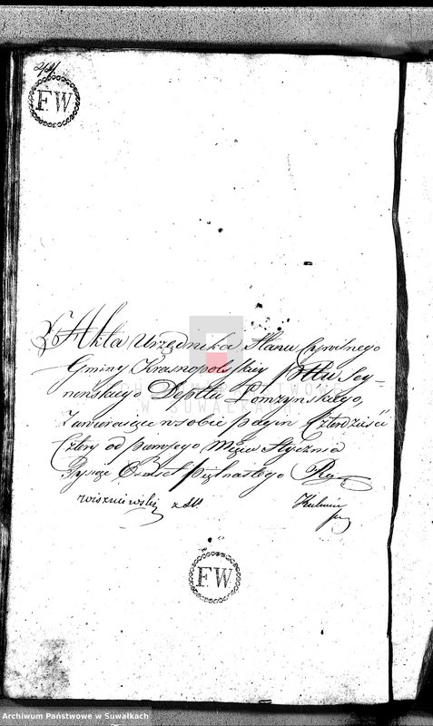 image.from.unit.number "Akta Gminy Krasnopolskiey Pttu Seyneńskiego Depptu Łomżyńskiego 1815 r. Umarłych."