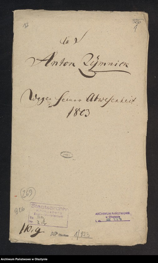 image.from.unit.number "In S. [Sachen] Anton Zymnick wegen seiner Abwesenheit"