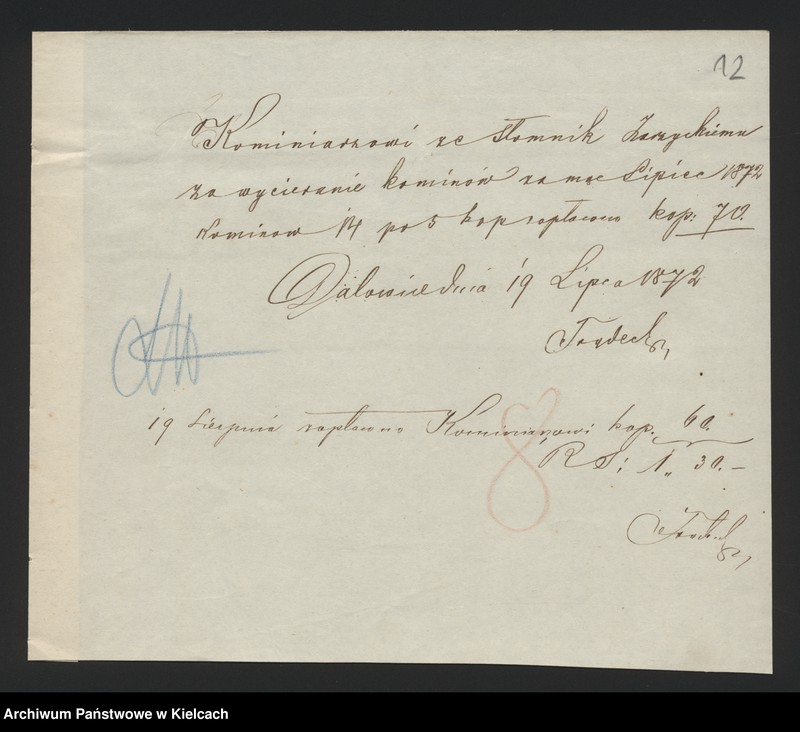 image.from.unit.number "Dowody rozchodu kasy dóbr Dalowice za 1872/73 r"