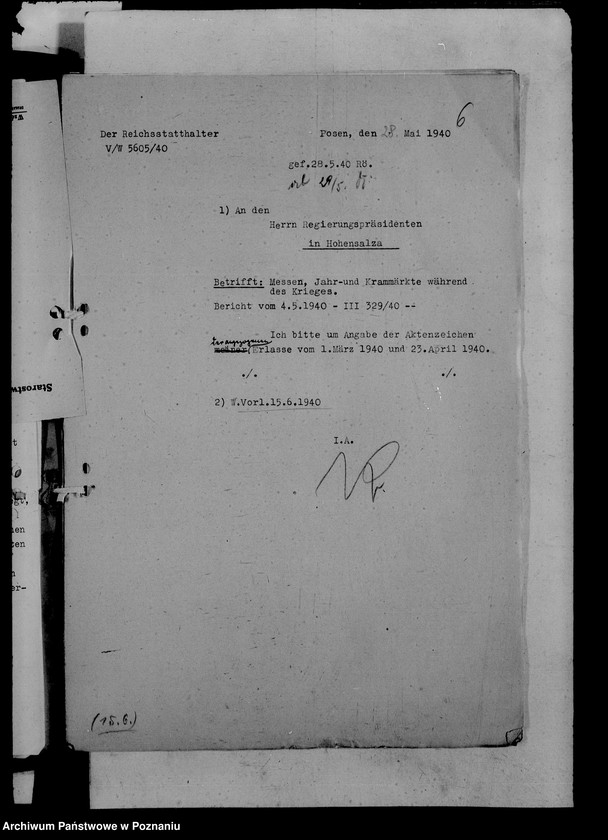 Obraz 10 z jednostki "Korespondencja w sprawie odbywania targów i jarmarków w okresie wojny"