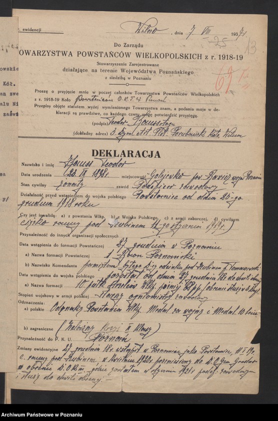 image.from.unit.number "Korespondencja Związku Weteranów Powstań Narodowych Rzeczypospolitej Polski i Związku Powstańców Wielkopolskich."