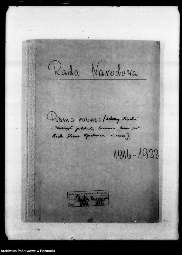 Obraz 4 z jednostki "Pisma różne. [Adresy Związków i Towarzystw polskich w poznańskim, broszura pod tytułem "Czym jest Rada Główna Opiekuńcza" rozporządzenia dotyczące robotników z Królestwa Polskiego przebywających w poznańskim, pismo Urzędu Miasta Warszawy]"
