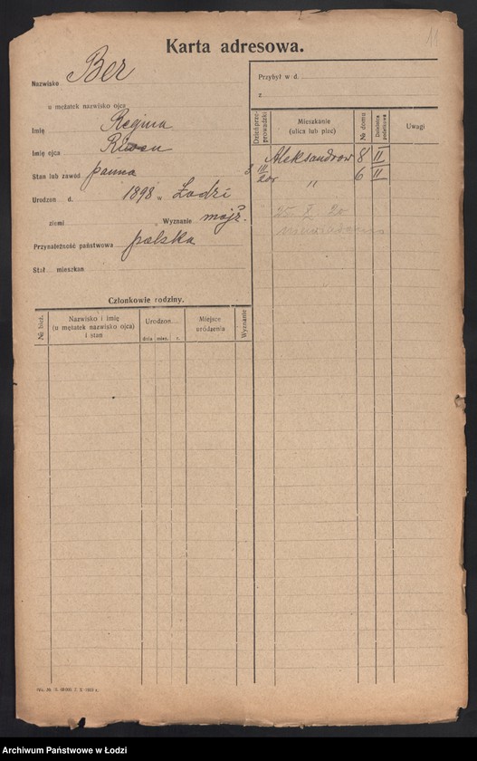 Obraz 13 z jednostki "[Spis ludności Łodzi] Ber - Behr"