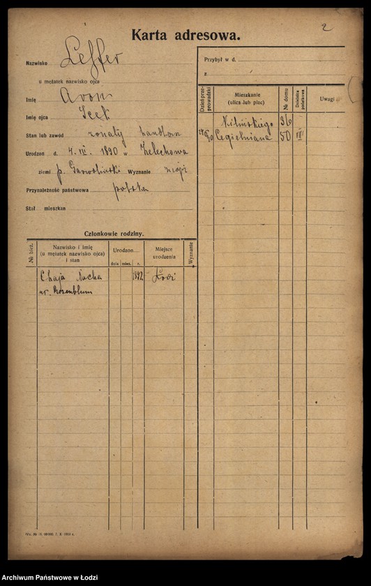 Obraz 4 z jednostki "[Spis ludności Łodzi] Lajfe-Łakomicki"