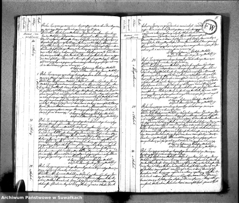 Obraz 8 z jednostki "Księgo Aktów Zeyscia Urzędnika Stanu Cywilnego Gminy Metelskiey Powiatu Seyneńskiego Departamentu Łomżyńskiego od 1-go Stycznia Tysiąc Osimset Trzynastego Roku 1813"