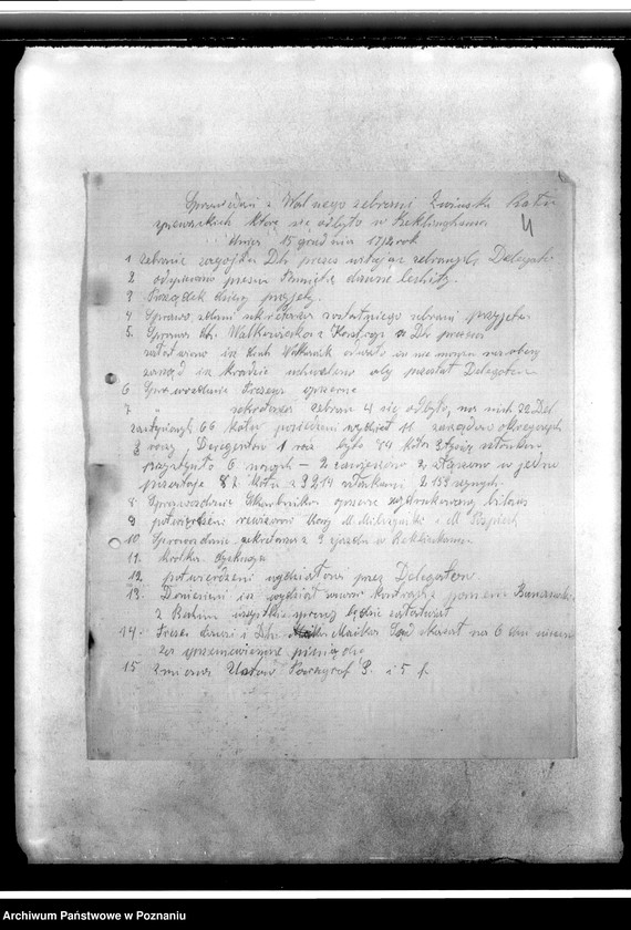 Obraz 8 z jednostki "Spisy kół i zarządów. Sprawy finansowe. Korespondencja. Sprawozdania ze zjazdów i posiedzeń. Wycinki prasowe- z prasy polskiej"