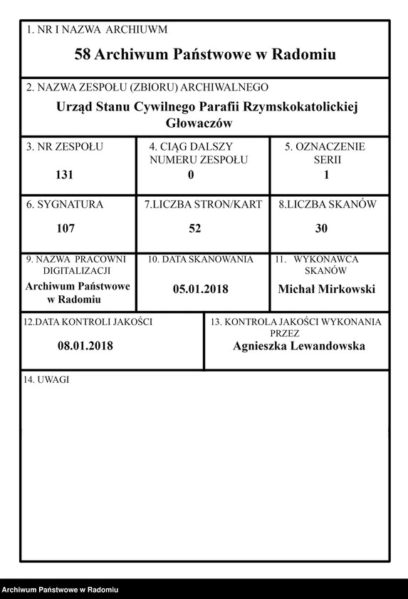 image.from.unit.number "[Duplikat Tom I Księga zaślubionych parafii Głowaczów za 1916 r.]"