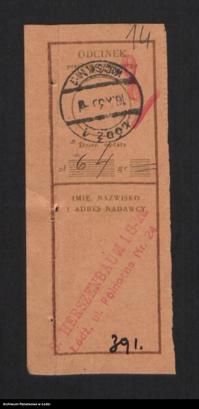 Obraz 16 z jednostki "Symcha Herszenbaum, Josek Hersz Herszenbojm- sprzedaż odpadków włókienniczych"