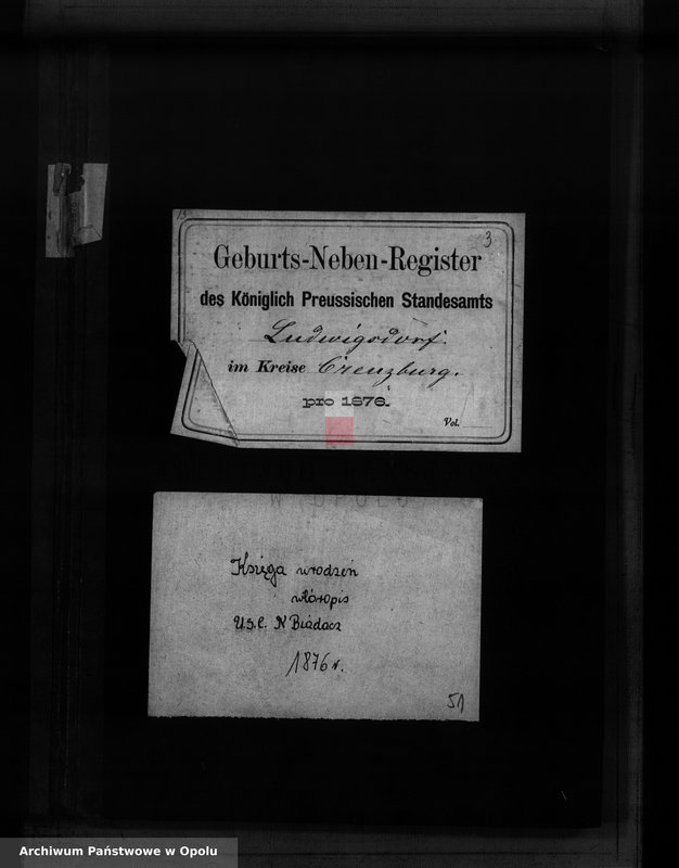 image.from.unit.number "Geburts-Neben-Register Standesamts Ludwigsdorf pro 1876"