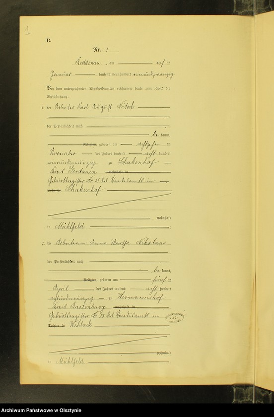 image.from.unit.number "Heiraths-Neben-Register Nr 1 - 14 [ Księga małżeństw - wtóropis ]"