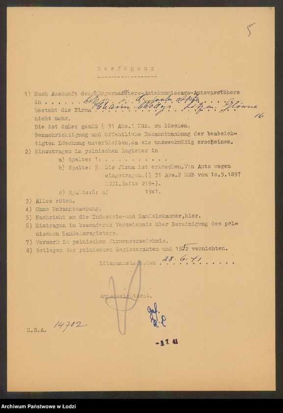 Obraz 7 z jednostki "Chaim Chodys – wyrób i sprzedaż kapeluszy"