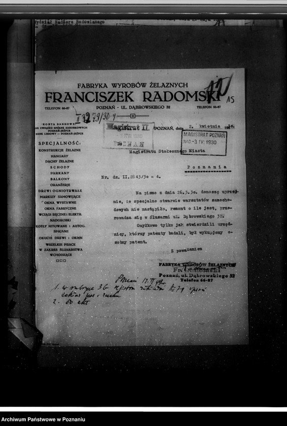 Obraz 20 z jednostki "/Projekt urządzenia warsztatu remontu samochodów przy ul. Dąbrowskiego nr 30/"