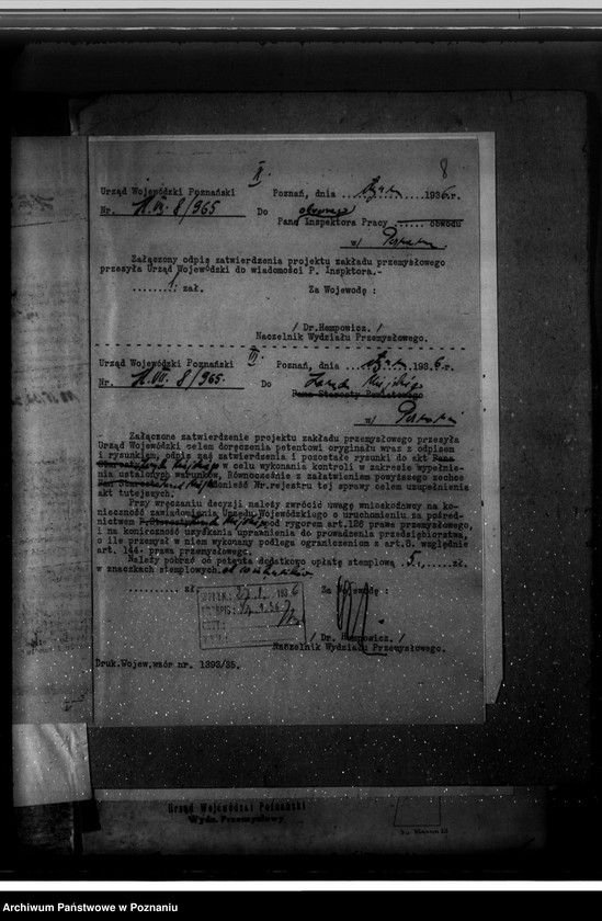 Obraz 11 z jednostki "Zatwierdzenie zakładu przemysłowego /warsztatu galwanizacyjnego/ W. Pińskiego w Poznaniu"