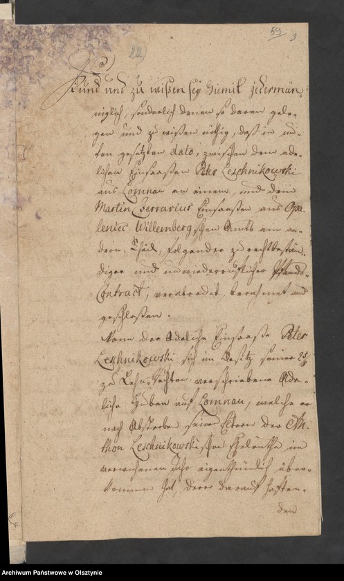 image.from.unit.number "Besitz Veränerung bey denen 2 5/8 Huben in Lomnau [Łomno] H. [Haupt] Amts Neidenburg [Nidzica] Leschnikowski Peter, Ferarius Martin,v. [von] Burski Mathias, v. [ von] Leschnikowskische Erben, v. [von] Komorowska Frantisca vereh. [vereheliche] geb. [geborene] Krajewska"