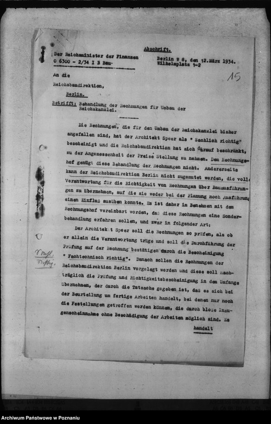 Obraz 19 z jednostki "Umbauten des Hotels de Rome in Posen, des Deutschen Schlosses, des Erholungsheimes der Reichsstatthalterei in Strohfelde, der Gauhalle und des Gauhotels"