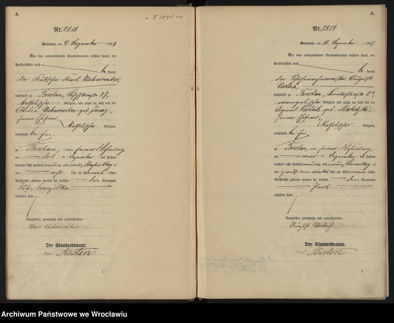 image.from.unit.number "Geburts-Haupt-Register Breslau II 1899 Band 8"