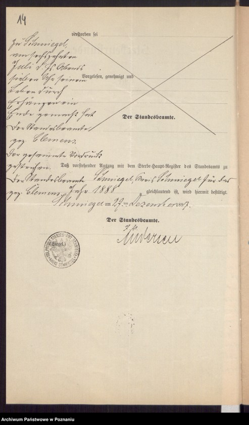 Obraz 16 z jednostki "Die von den Verlobten beigebrachten Urkunden zur Eheschliessung pro 1898"