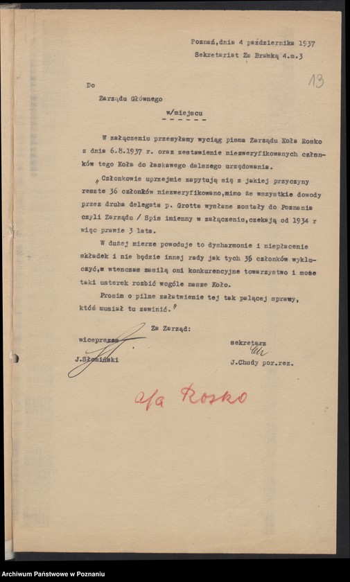 Obraz 17 z jednostki "Rosko, powiat Czarnków - akta koła."