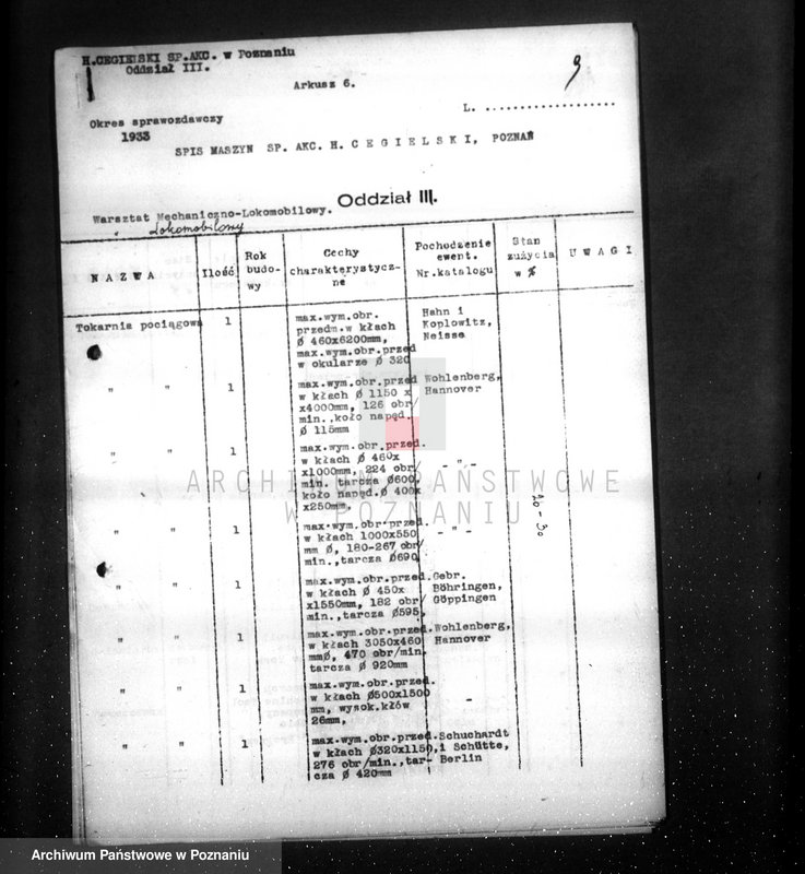 Obraz 13 z jednostki "/Kwestionariusz Fabryki H. Cegielskiego w Poznaniu/"