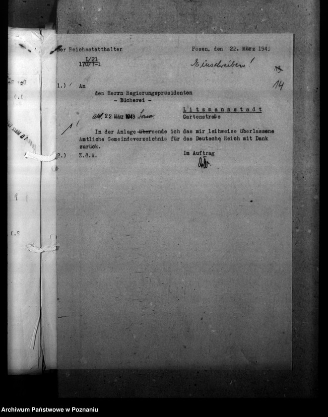 Obraz 18 z jednostki "Ortsnamenänderung - Litzmannstadt - Stadt (miasto Łódź)"