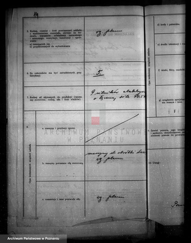 image.from.unit.number "Zatwierdzenie zakładu przemysłowego /tartaku i obróbki drzewa/ Własność L. Żeromskiego w Poznaniu"