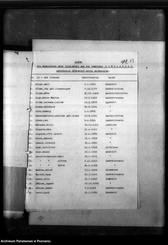 Obraz 18 z jednostki "Kreis Hohensalza (Inowrocław). Korespondencja w sprawie miejscowych Niemców, którzy zginęli w 1939 roku"