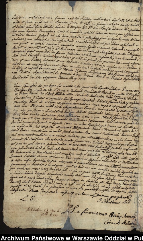 image.from.unit.number "Dekrety i kopie dekretów sądu nuncjatury i kurii rzymskiej oraz kopie umów z lat 1732-1737 dotyczące sporu między opatem Walentym Michałem Żółtowskim a konwentem o podział dóbr i nominację urzędników klasztornych"