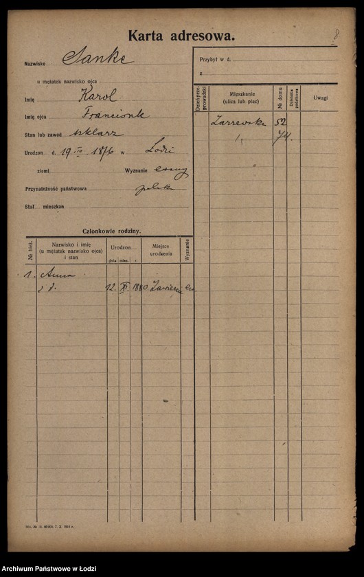 Obraz 10 z jednostki "[Spis ludności Łodzi] Samina-Sasin"